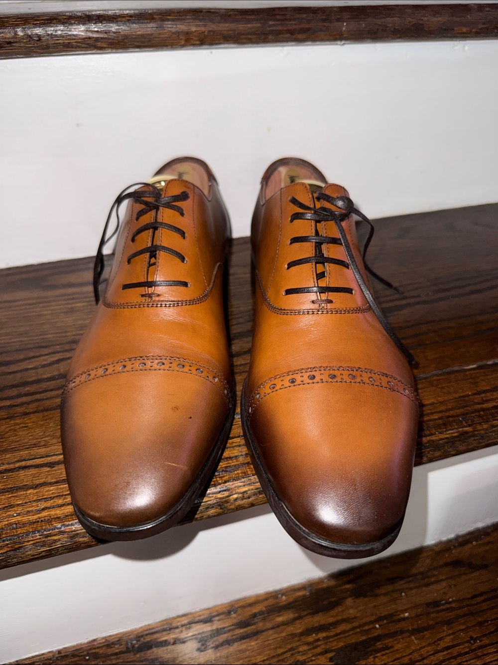 Salvatore Ferragamo Cognac Brown Cap-Toe Oxford Shoes